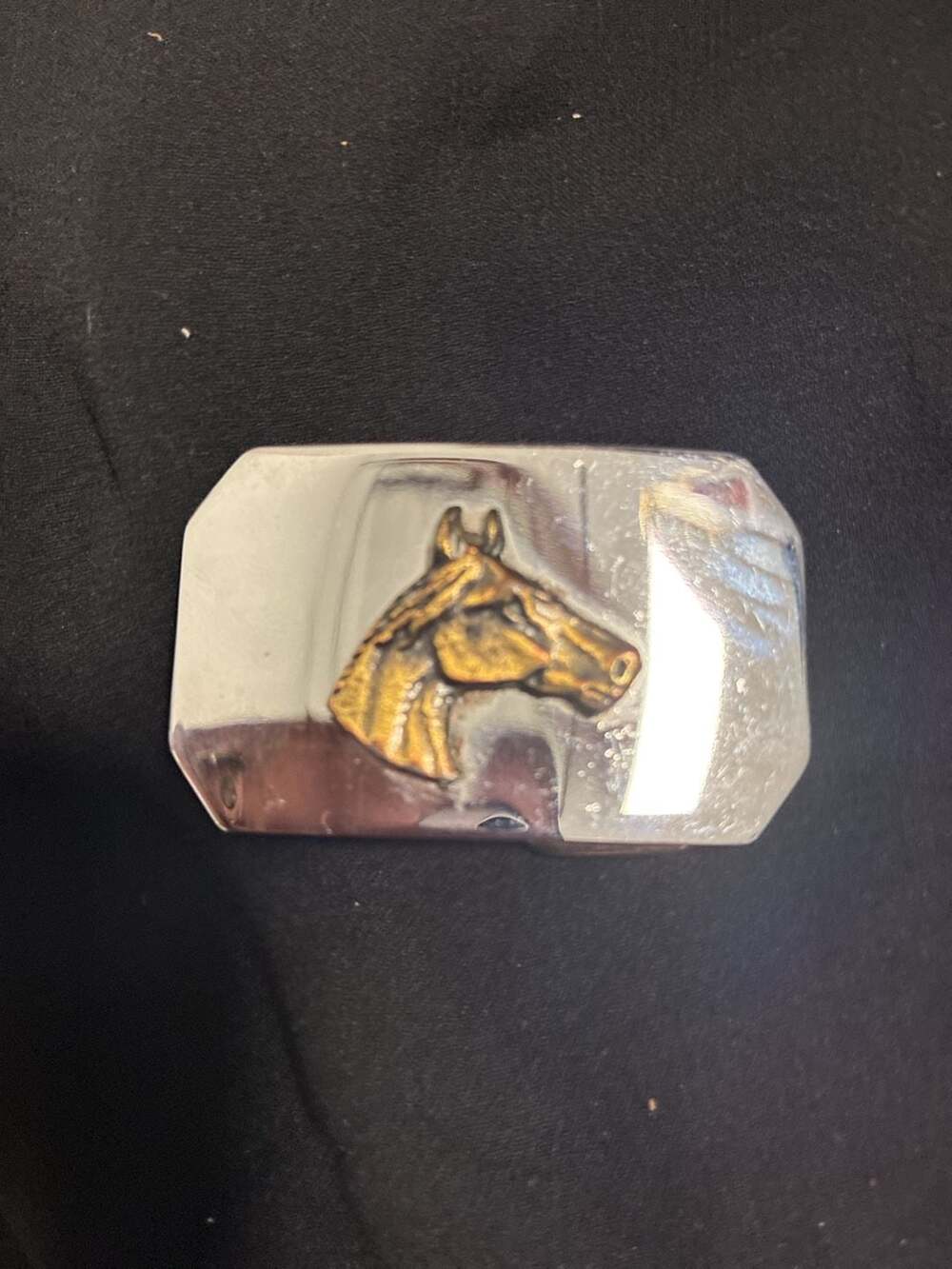 Vintage Two-Tone Horse Head Western Rodeo Belt Buckle Made in USA